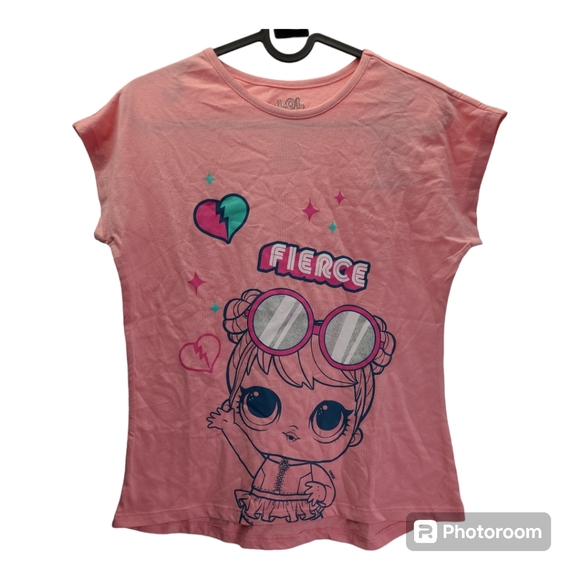 L.O.L. Surprise Girl Short Sleeve Graphic Print T-Shirt In Pink Size 10/12 New - Picture 1 of 6